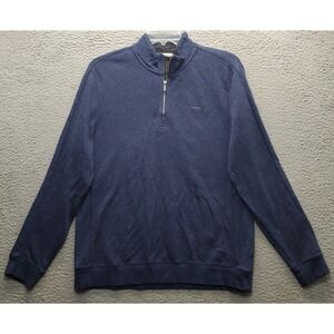 Calvin Klein Sweater Mens XL Navy Knit Raglan Sleeve‎ Mock Neck 1/4 Zip Pullover